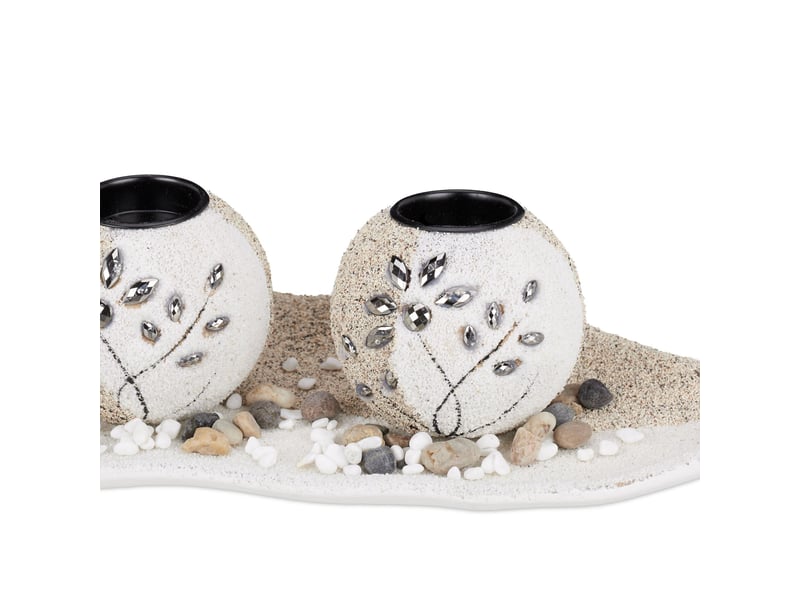  Lot de 3 photophores décoration de table ambiance cosy 30 x 10 x 10 cm en verre blanc 13_0003871  - Conforama C