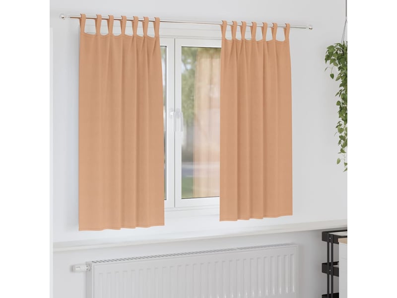  Lot de 2 rideaux occultants, rideaux black-out avec anneaux marron clair 175 x 140 cm cf44686  - Conforama B