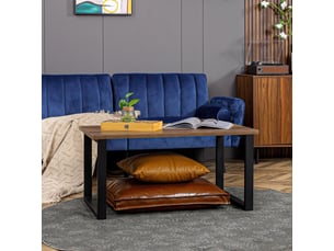Table basse rectangulaire table de salon style industriel pied métal et plateau 100 x 60 x 50 cm aspect bois