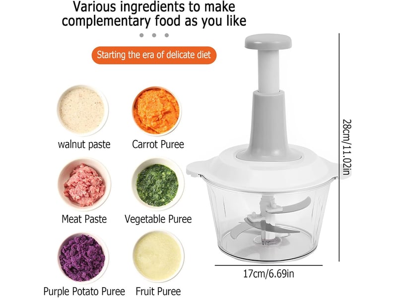  Hachoir manuel,1 pièce 1.5l mixeur manuel coupe oignon manuel avec 3 lames en acier inoxydable hachoir oignon coupe  - Conforama B
