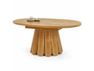 Table à manger extensible ronde à ovale, plateau en mdf effet bois marron, de 118 à 158 cm