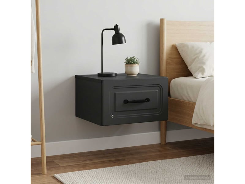 Table de chevet - cabinet de chevet - table de nuit mural 2 pc noir 34,5 x 33 x 20 cm - Conforama C