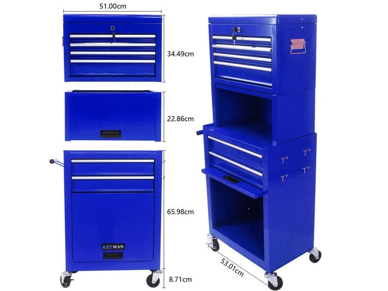  Armoire à outils sur roues - 6 tiroirs - roues universelles - verrouillable - panneau suspendu - acier 60x33x110cm - Conforama D