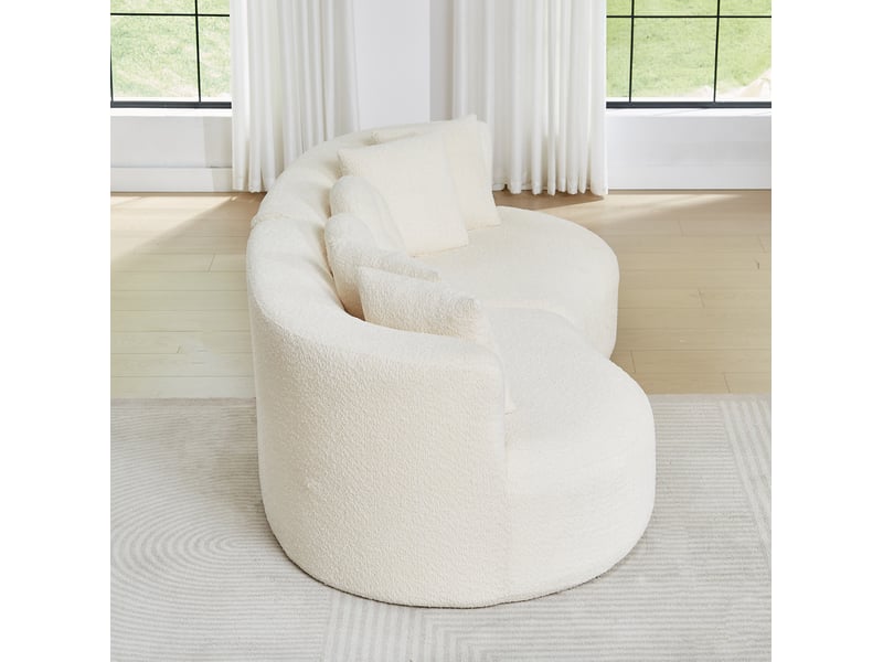  Canapé modulable 3 places en chenille beige, 2 modules avec 6 coussins  - Conforama D