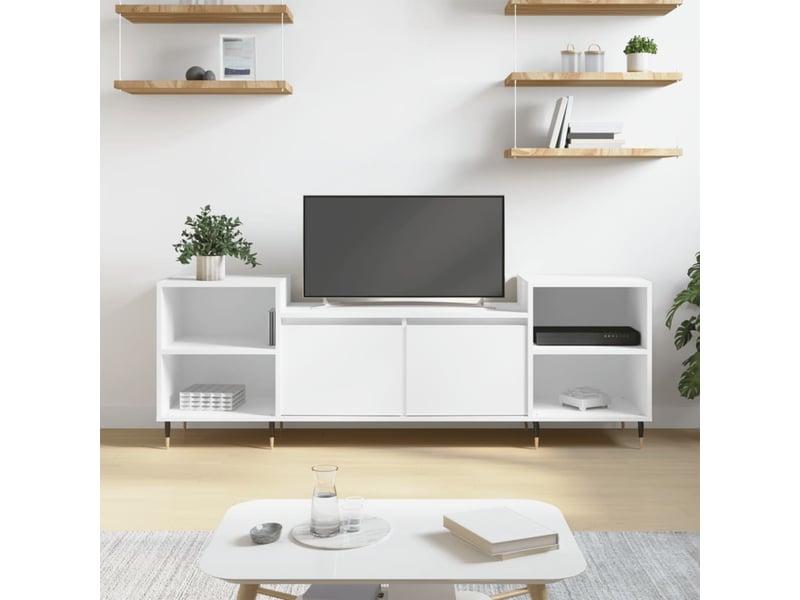  Meuble tv - banc tv - meuble de rangement blanc 160x35x55 cm bois d'ingénierie  - Conforama B