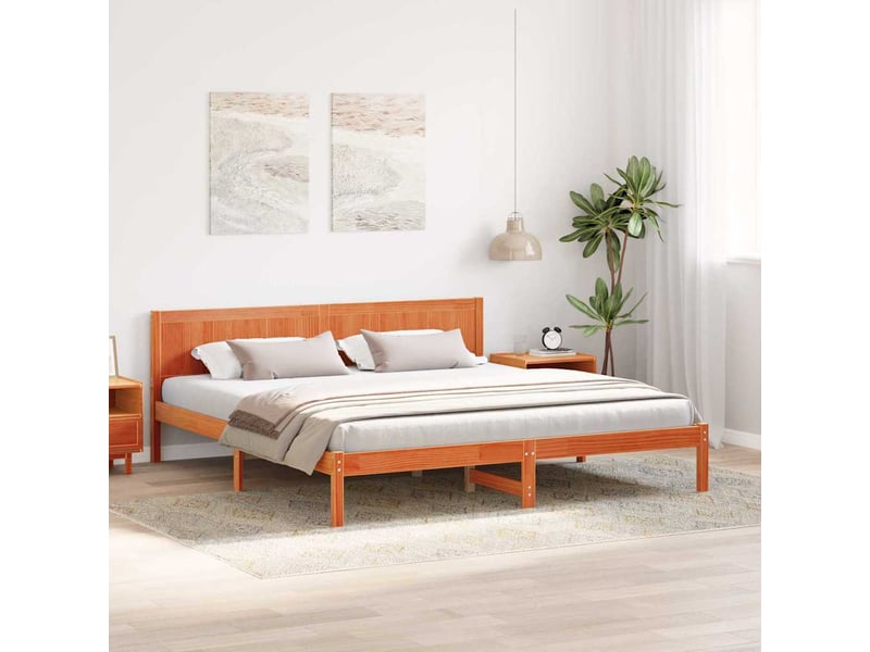  Lit double- lit adulte -  cadre de lit marron 200 x 200 cm bois de pin massif  - Conforama B