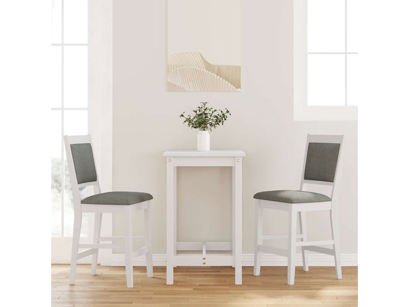  Lot de 2 tabouret de bar avec coussins en bois massif blanc et caoutchouc shl708  - Conforama B