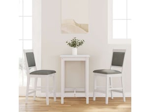 Lot de 2 tabouret de bar avec coussins en bois massif blanc et caoutchouc shl708