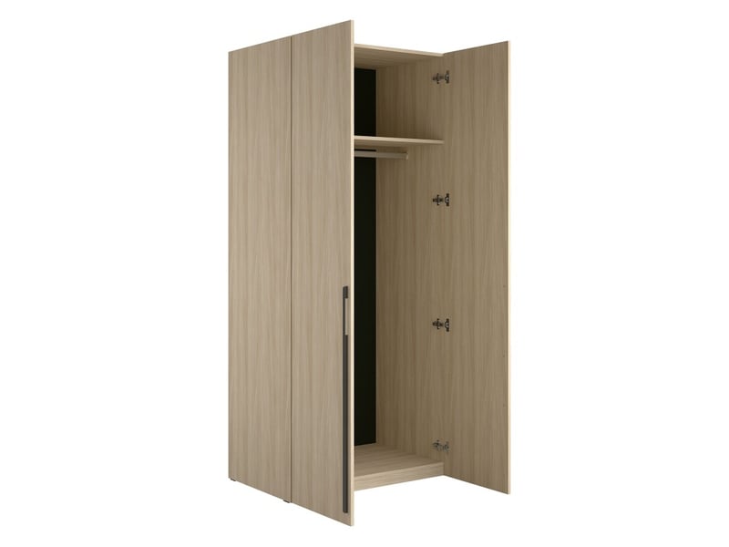  Armoire soria 90 cm chêne et noir – 2 portes battantes  - Conforama C