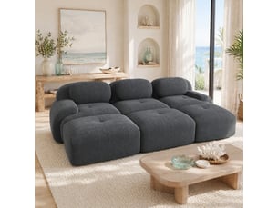Canapé droit compressé fixe <strong>MAISENTIEL</strong> <strong></strong> 3 places Velours côtelé gris