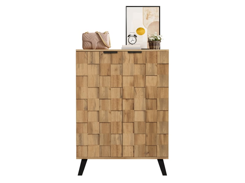  Meuble à chaussures 80,5x35x109,5 cm avec 4 étagères réglables, effet bois  - Conforama A