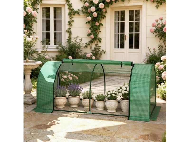 Mini serre 200x100x80 cm structure en métal vert foncé - Conforama C