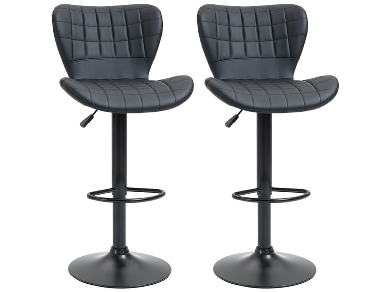  Tabourets de bar lot de 2 réglables et pivotants à 360° - lpospi - dossier mi-haut, similicuir - noir 57 × 58 × 87-107 cm  - Conforama A