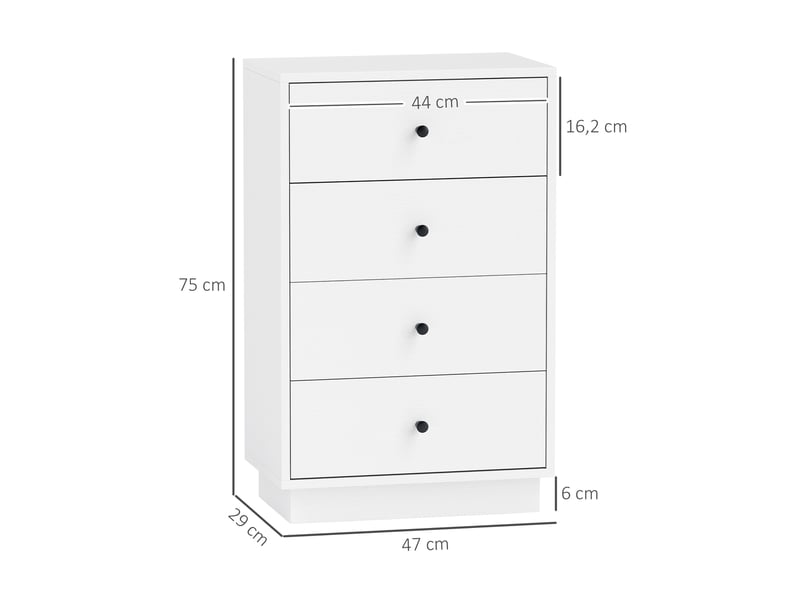  Commodebuffet à 7 tiroirs, en bois composite de style moderne, 47 x 29 x 75 cm, blanc  - Conforama E