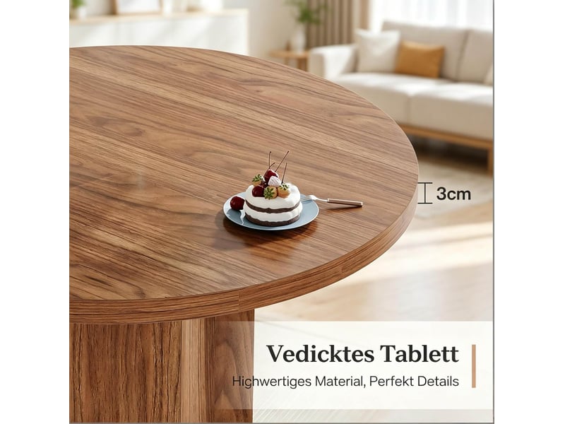  Table ronde de réunion 80 x 80 x 75,5 cm – marron – plateau mdf effet bois pour salle à manger et bureau  - Conforama E