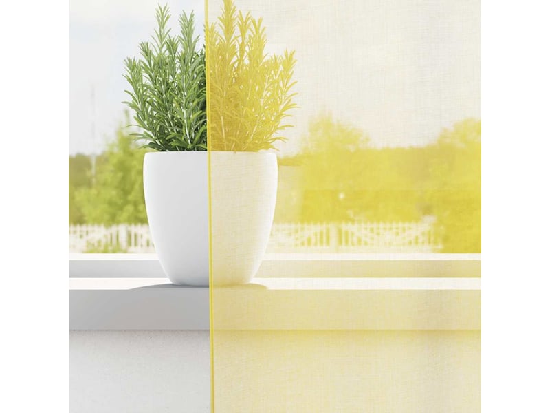  Lot de 2 rideaux en voile, voilages avec œillets jaune cf44371  - Conforama C