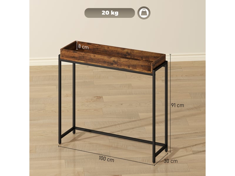  Table d'entrée, console étroite, métal, panneaux de particules, brun rustique  - Conforama D