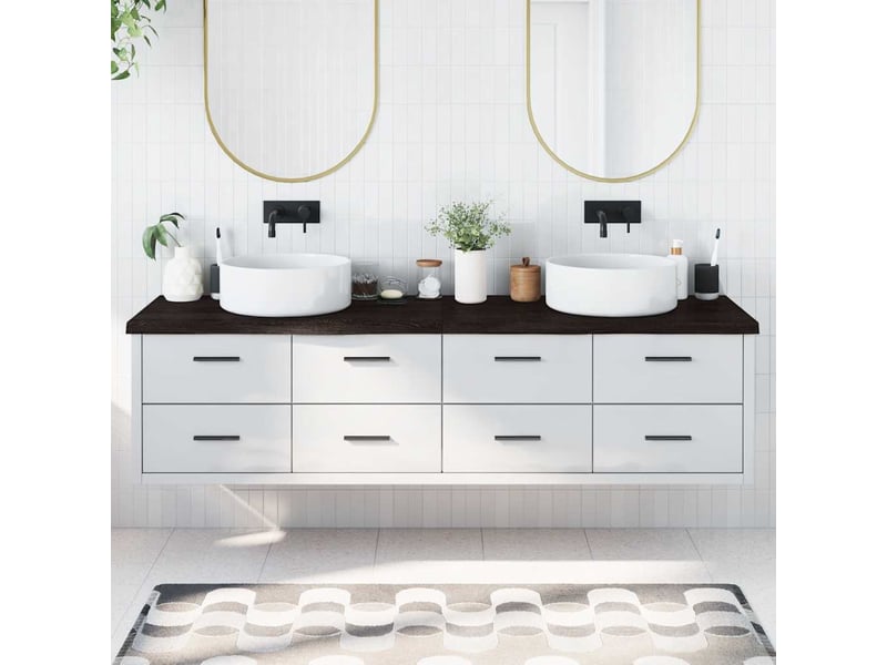  Comptoir de salle de bain, plan de travail marron foncé bois massif traité cf65882  - Conforama B
