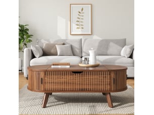 Table basse capsule coloris bois foncé <strong>OKWISH</strong> <strong></strong> - 110 cmx50 cm