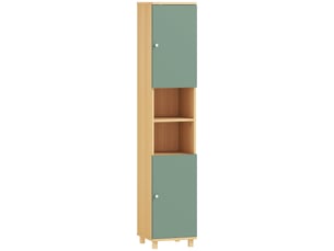 Meuble de salle de bain meuble de rangement 2 placards 2 compartiments ouverts 30 x 30 x 166 cm étagères réglables, vert