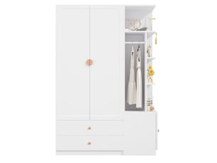 Armoire 3 porte(s) battante 2 tiroir(s) <strong>LEYTN</strong> <strong></strong> coloris blanc largeur 135 cm