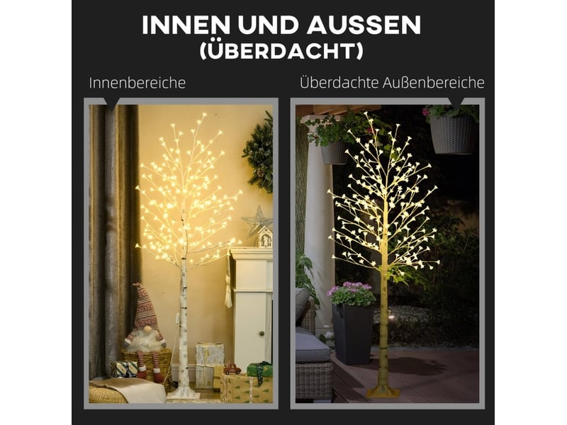 Arbre led décoratif 180 cm blanc, 180 led blanc chaud, branches flexibles avec trois niveaux de luminosité - Conforama E
