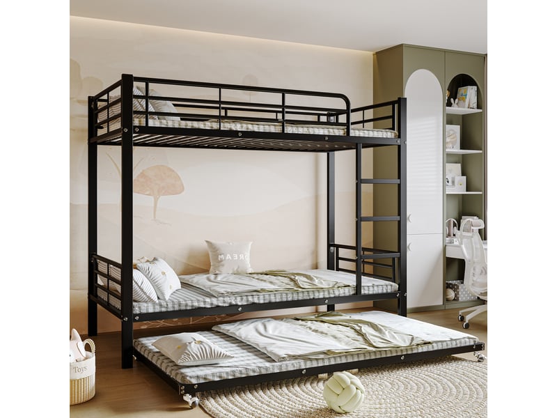  Lit superposé en métal noir 90x200 cm  - Conforama E
