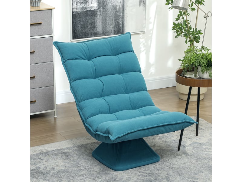  Fauteuil de relaxation, fauteuil pivotant, tissu en velours microfibre, 62x70x95cm, bleu  - Conforama D