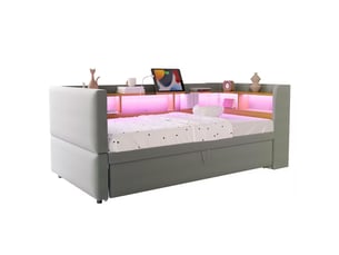 Lit simple 90x190 cm PHOEBE CAT coloris gris