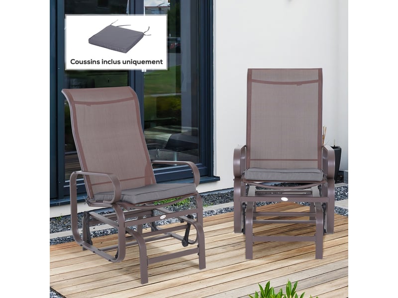  Lot de 2 coussins chaise jardin 45×45 cm, déhoussables, rembourrage 5 cm, polyester, gris foncé  - Conforama D
