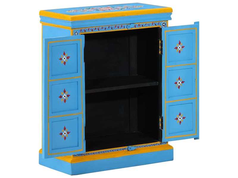  Buffet - bahut - meuble de rangement bois massif de manguier peinture manuelle turquoise  - Conforama C