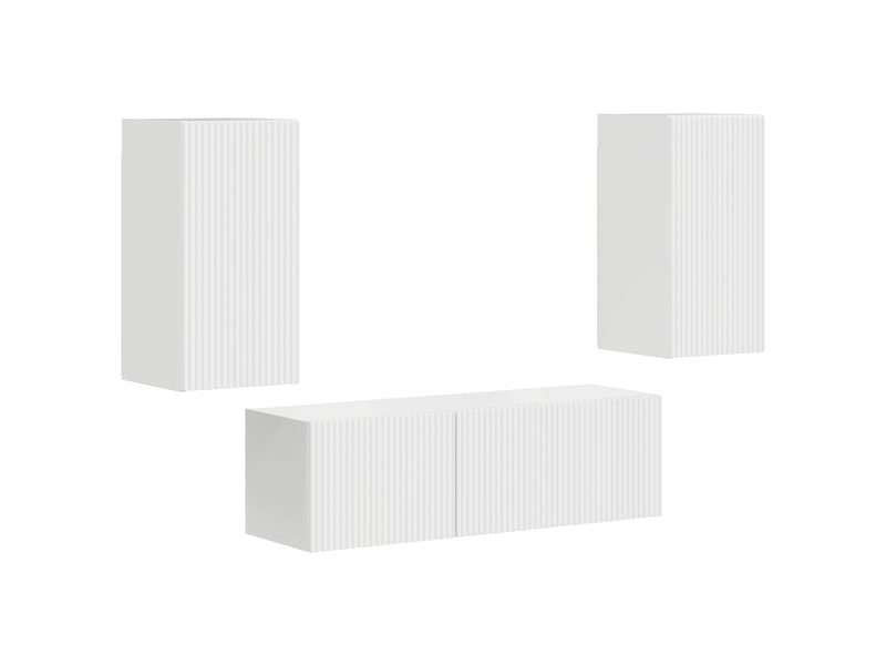  Ensemble de meuble tv - banc tv - meuble de rangement mural 4 pcs blanc brillant  - Conforama A