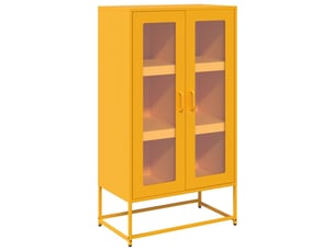 Buffet haut - bahut - meuble de rangement jaune moutarde 68x39x123 cm acier