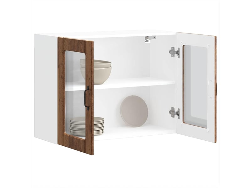  Armoire murale de cuisine avec porte en verre lucca vieux bois shl7926  - Conforama B