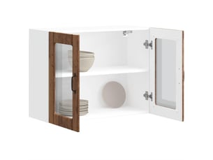 Armoire murale de cuisine avec porte en verre lucca vieux bois shl7926