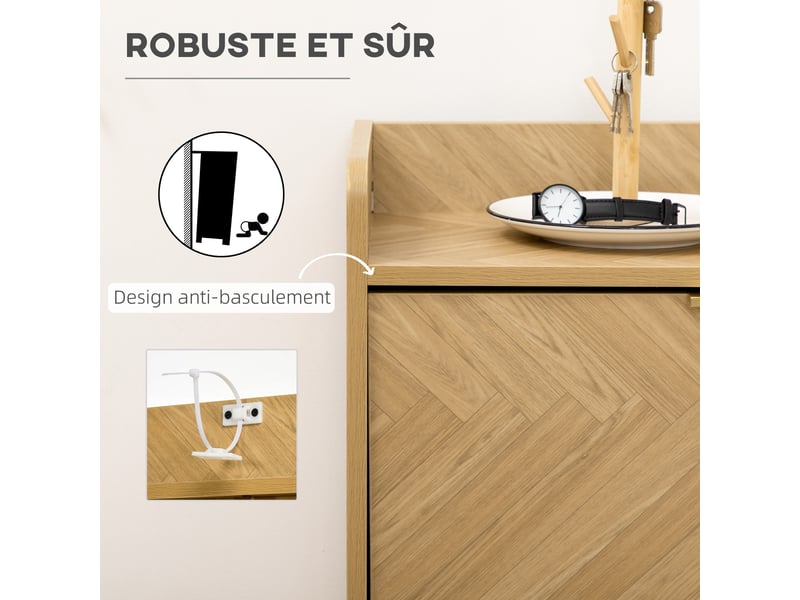  Meuble à chaussures à 2 abattants 70 x 30 x 120 cm pour petit entrée salon chambre  - Conforama E