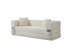Canapé 3 places 200 x 76 x 60 cm – blanc – convertible en lit pour appartement