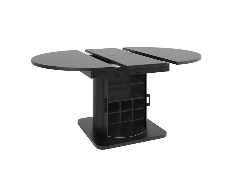 Table de salle à manger extensible 118x118 cm – noir – rangement caché, plateau mdf et structure métal - Conforama D