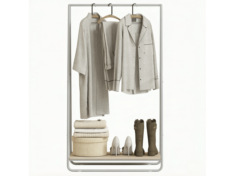  Portant à vêtements 3 en 1 avec tringles latérales et étagère à chaussures  - Conforama A