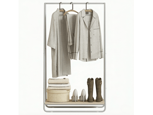 Portant à vêtements 3 en 1 avec tringles latérales et étagère à chaussures