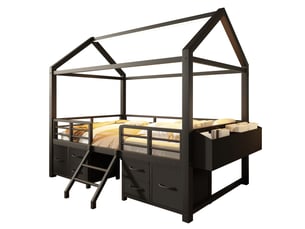 Lit cabane 90x200 cm EVRYAE coloris noir