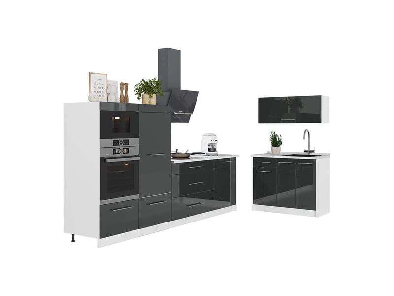 Vicco cuisine, anthracite haute brillanceblanc, 380cm, pt anthracite - Conforama E