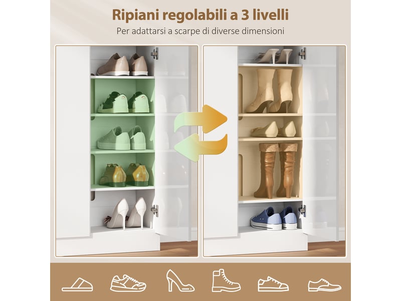  Meuble à chaussures blanc brillant, portes à fermeture amortie, 25 à 30 paires  - Conforama W