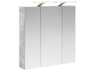Armoire miroir salle de bain, meuble de rangement gris béton 70x14.5x70 cm shl4412