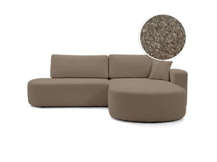 Canapé d'angle réversible convertible LOUNGITUDE KIARA 5 places Tissu bouclette Marron