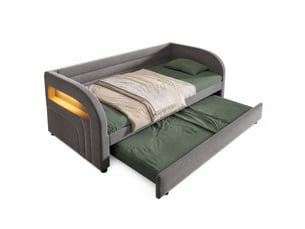 Lit gigogne 90x200 cm <strong>OKMYHOME</strong> <strong></strong> coloris gris