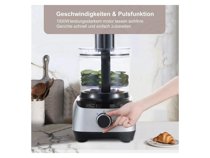  Robot de cuisine multifonction 11 en 1, 1300 w, bol 3,5 l et blender 1,5 l, hachoir, mixeur et fonction pulse  - Conforama B