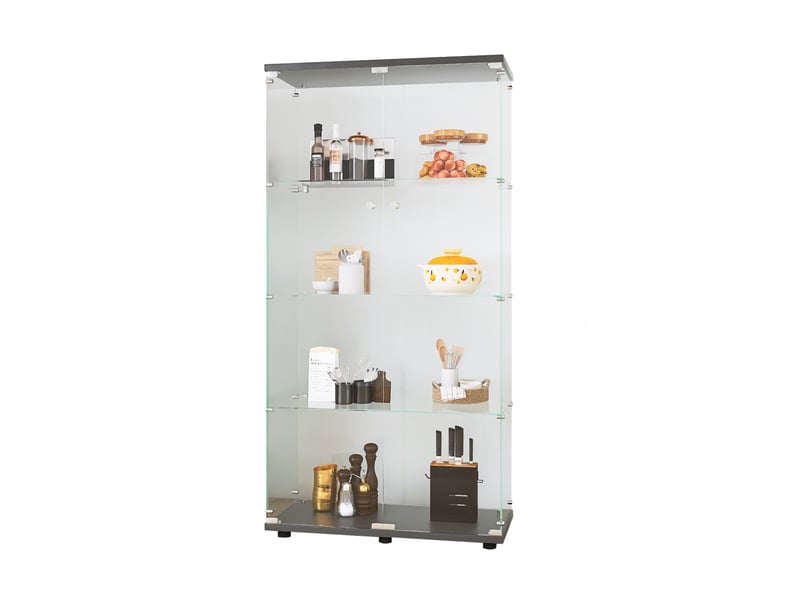  Vitrine d'exposition - 80.5x36.5x164cm - cabinet 4 niveaux, armoire meuble de collection double porte - noir  - Conforama C