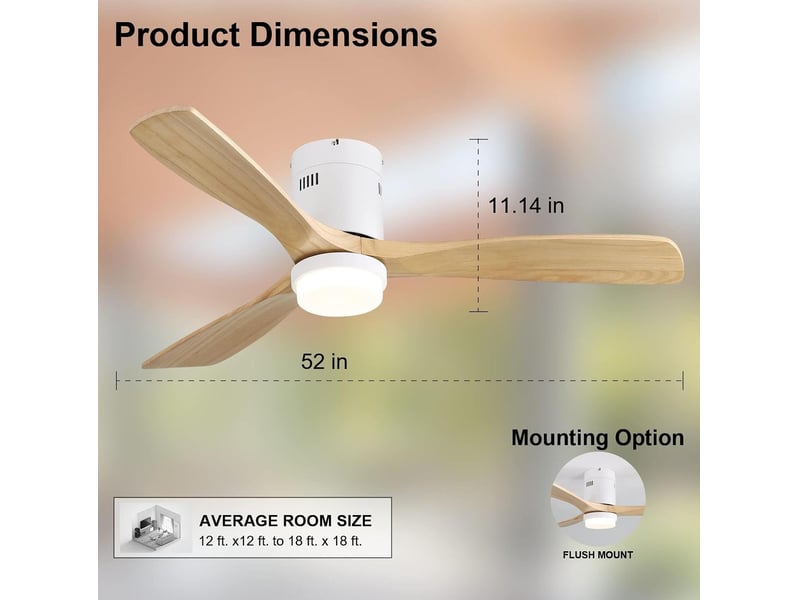  Ventilateur de plafond 132 cm blanc avec led 18 w, 3 pales et télécommande  - Conforama C
