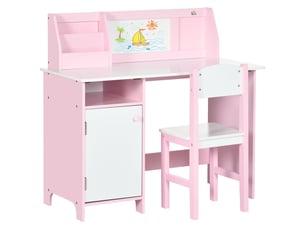 Ensemble table et chaise pour enfant avec tableau blanc - 90l x 45l x 85h cm rose - bureau pour enfant +5 ans
